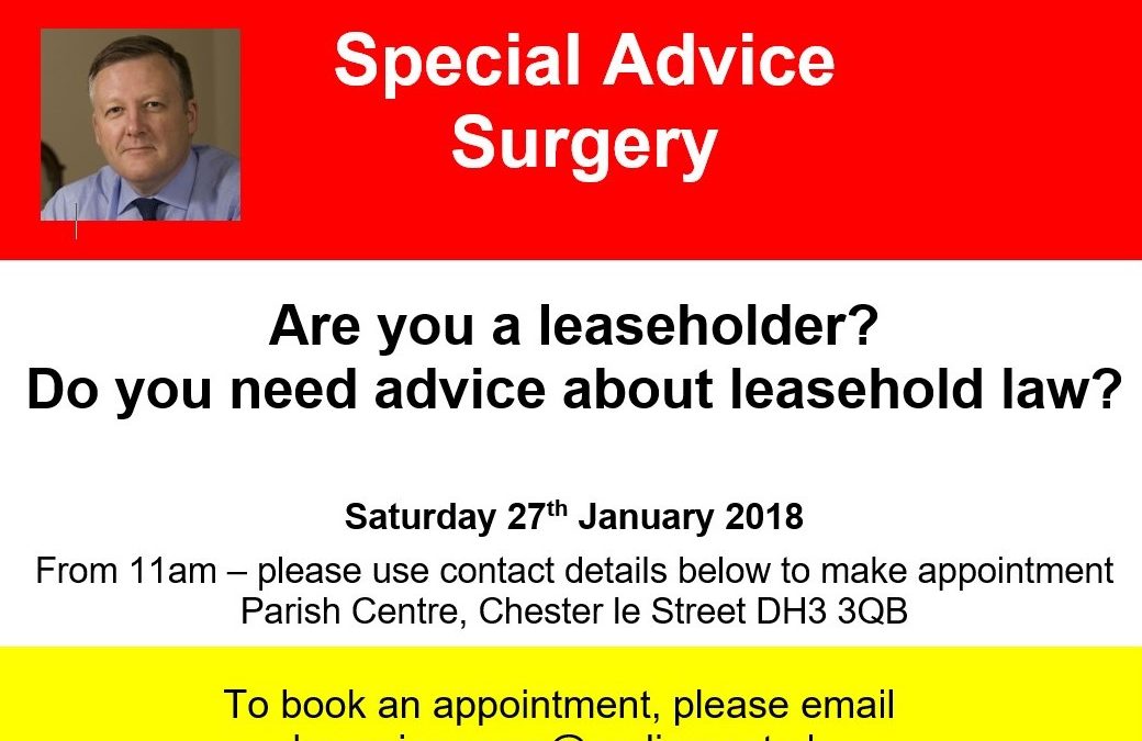 Kevan is holding a Special Advice Surgery on Leasehold Law