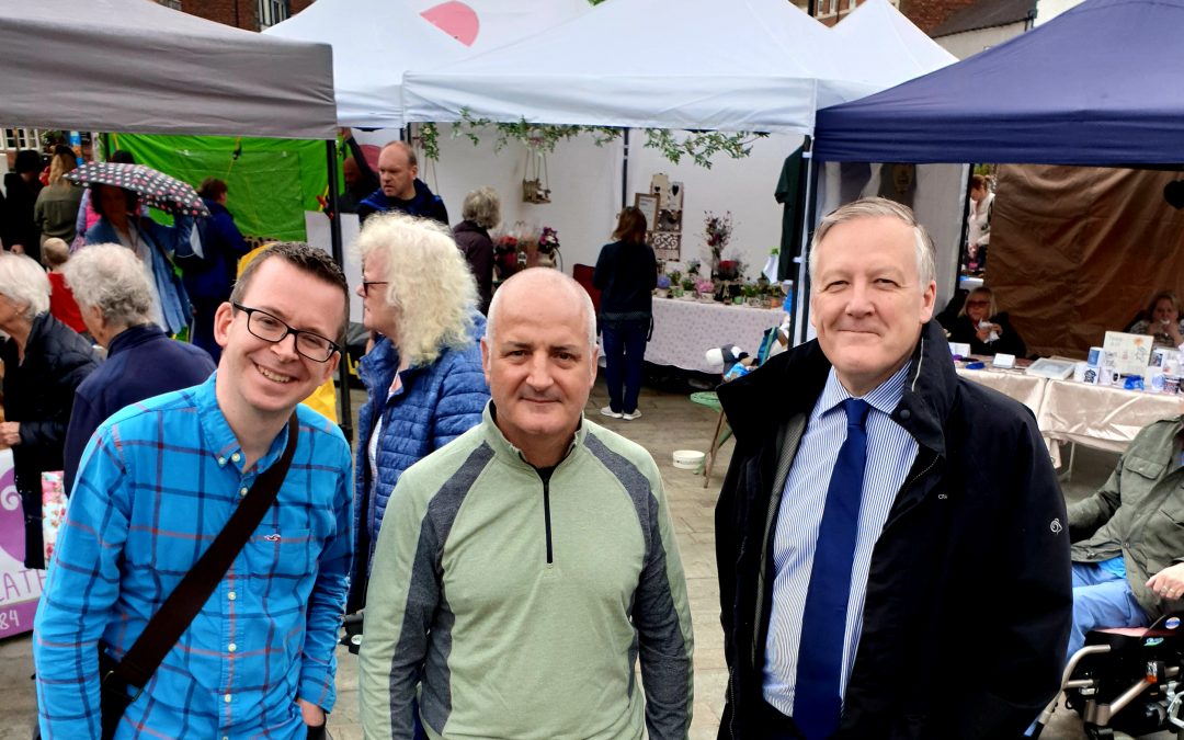 Kevan Jones MP at the new Market in Chester-le-Street with Cllr Paul Sexton